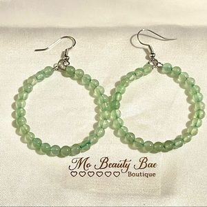 Green Aventurine Crystal Hoop Earrings
